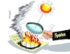 Cartoon: Hitzkopf Spahn (small) by RABE tagged klimawandel,hitze,hitzewelle,trockenheit,temperaturanstieg,rabe,ralf,böhme,cartoon,karikatur,pressezeichnung,farbcartoon,tagescartoon,servic,telefon,servicetelefon,dwd,hochstufung,ratingagentur,jens,spahn,maskenaffäre,corona,brennglas,lupe,sonne,feuer,flamme,untersuchung,untersuchungsausschuss