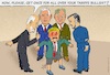 Cartoon: How the Moratorium Came about. . (small) by Barthold tagged trump,executive,order,tariffs,regime,ninety,days,moratorium,republican,congress,members,thom,tillis,mike,pence,john,neely,kennedy,ted,cruz,pressure,objections,cartoon,caricature,barthold