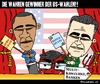 Cartoon: The real winners! (small) by BRAINFART tagged usa,north,america,president,präsident,obama,mitt,romney,barack,wahlen,multikonzern,banken,dollar,wahr,gewinner,comic,cartoon,character,fun,funny,spass,gedanken,hinter,vorhang,brainfart,art
