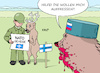 Cartoon: Finnland (small) by Erl tagged politik,krieg,angriff,überfall,kriegsverbrechen,wladimir,putin,russland,ukraine,angst,schweden,finnland,aufgabe,neutralität,schutz,mitgliedschaft,nato,bär,raubtier,ren,beute,fressen,karikatur,erl