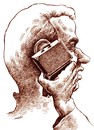 Cartoon: immigrant s mobile (small) by Medi Belortaja tagged immigrant,immigration,mobile,bag,lugage