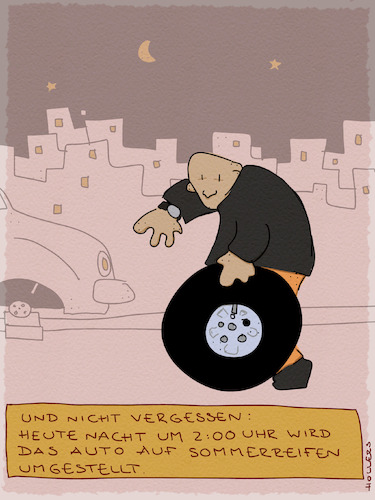 Cartoon: Nichts zu danken (medium) by hollers tagged sommerzeit,sommerreifen,uhr,reifenwechsel,sommer,winter,winterreifen,auto,winterzeit,umstellen,sommerzeit,sommerreifen,uhr,reifenwechsel,sommer,winter,winterreifen,auto,winterzeit,umstellen